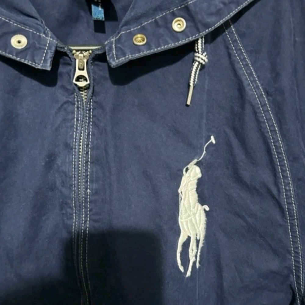 Rare Vintage Ralph Lauren Polo BIG PONY Blue Hooded Jacket Talon Men's XL - Picture 4 of 7